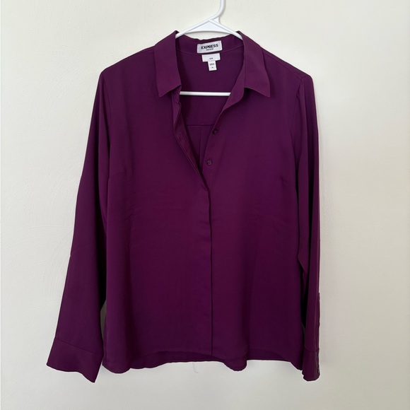 Express Deep Purple Button-Down Shirt - Picture 1 of 1